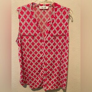 Jones Studio Pink and White Patterned Blouse